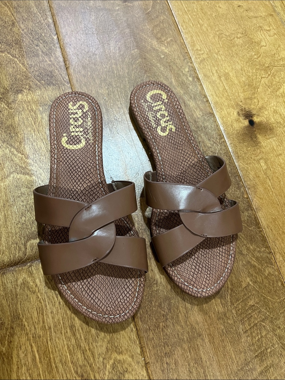 Circus by Sam Edelman Brown Crossover Slide Sandals
